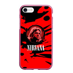 Чехол iPhone 7/8 матовый Nirvana красные краски рок бенд, цвет: 3D-малиновый