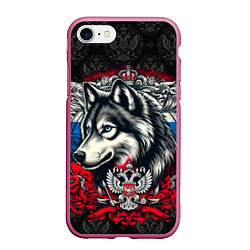 Чехол iPhone 7/8 матовый Русский волк и герб России