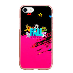 Чехол iPhone 7/8 матовый Fall Guys kids color, цвет: 3D-светло-розовый