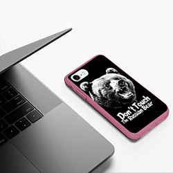 Чехол iPhone 7/8 матовый Не трогайте русского медведя, цвет: 3D-малиновый — фото 2
