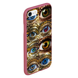 Чехол iPhone 7/8 матовый Металлические глаза в стиле стимпанк, цвет: 3D-малиновый — фото 2