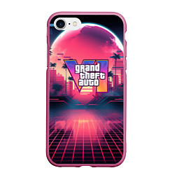 Чехол iPhone 7/8 матовый GTA 6 logo retro night