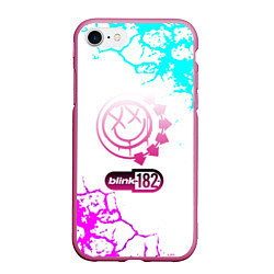 Чехол iPhone 7/8 матовый Blink 182 неоновые краски, цвет: 3D-малиновый