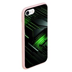 Чехол iPhone 7/8 матовый Металл и зеленый яркий неоновый свет, цвет: 3D-светло-розовый — фото 2