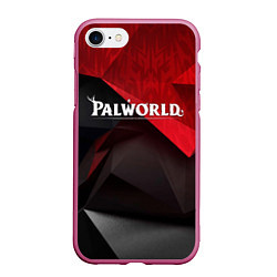 Чехол iPhone 7/8 матовый Palworld red black abstract, цвет: 3D-малиновый