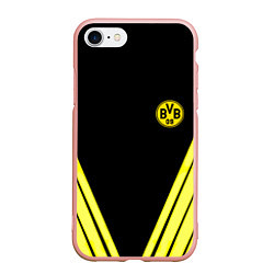 Чехол iPhone 7/8 матовый Borussia geometry yellow, цвет: 3D-светло-розовый