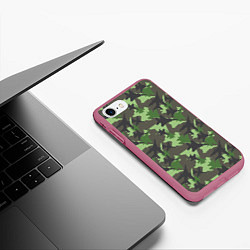 Чехол iPhone 7/8 матовый Самолёты - камуфляж, цвет: 3D-малиновый — фото 2