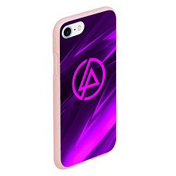 Чехол iPhone 7/8 матовый Linkin park neon stripes logo, цвет: 3D-светло-розовый — фото 2