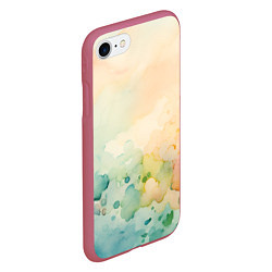 Чехол iPhone 7/8 матовый Светлая акварель, цвет: 3D-малиновый — фото 2