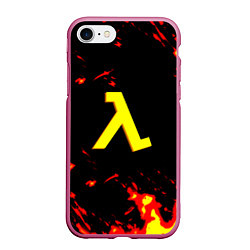 Чехол iPhone 7/8 матовый Half life огненный стиль лава, цвет: 3D-малиновый