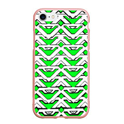 Чехол iPhone 7/8 матовый Бело-зелёный узор