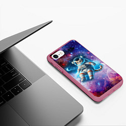 Чехол iPhone 7/8 матовый The cat is a brave cosmonaut - ai art, цвет: 3D-малиновый — фото 2