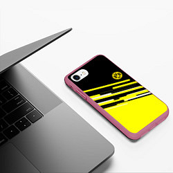 Чехол iPhone 7/8 матовый Borussia текстура спорт, цвет: 3D-малиновый — фото 2