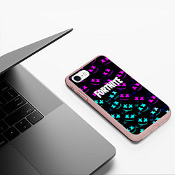 Чехол iPhone 7/8 матовый Marshmello neon fortnite, цвет: 3D-светло-розовый — фото 2