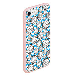 Чехол iPhone 7/8 матовый Мячи волейбольные паттерн, цвет: 3D-светло-розовый — фото 2