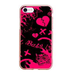 Чехол iPhone 7/8 матовый Lil peep pink steel rap, цвет: 3D-светло-розовый