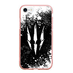 Чехол iPhone 7/8 матовый The Witcher - Ведьмак белый волк, цвет: 3D-светло-розовый