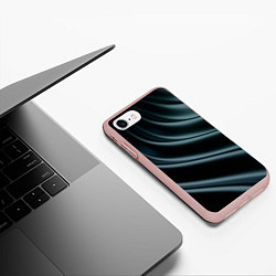 Чехол iPhone 7/8 матовый Темная волна, цвет: 3D-светло-розовый — фото 2