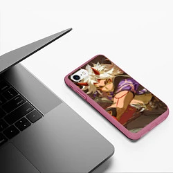 Чехол iPhone 7/8 матовый Genshin Impact Аратаки Итто, цвет: 3D-малиновый — фото 2