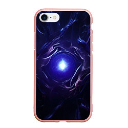 Чехол iPhone 7/8 матовый Синее абстрактное сияние, цвет: 3D-светло-розовый