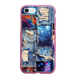 Чехол iPhone 7/8 матовый Звездный небосвод - пэчворк, цвет: 3D-малиновый