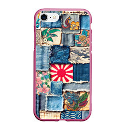 Чехол iPhone 7/8 матовый Японское художество пэчворк, цвет: 3D-малиновый