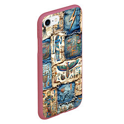 Чехол iPhone 7/8 матовый Пэчворк из Египетских мотивов, цвет: 3D-малиновый — фото 2