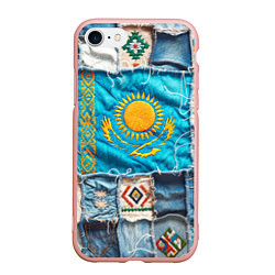 Чехол iPhone 7/8 матовый Пэчворк джинсы в Казахстане