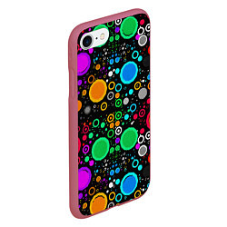 Чехол iPhone 7/8 матовый Разноцветные круги, цвет: 3D-малиновый — фото 2