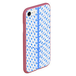 Чехол iPhone 7/8 матовый Синие киберпанк ячейки на белом фоне, цвет: 3D-малиновый — фото 2
