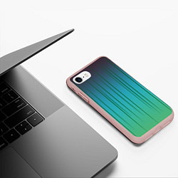 Чехол iPhone 7/8 матовый Хаотичные зеленые линии, цвет: 3D-светло-розовый — фото 2