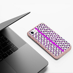 Чехол iPhone 7/8 матовый Розовые киберпанк ячейки на белом фоне, цвет: 3D-светло-розовый — фото 2