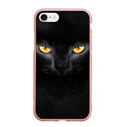 Чехол iPhone 7/8 матовый Черная кошка, цвет: 3D-светло-розовый