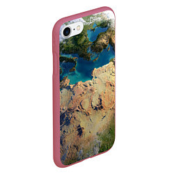 Чехол iPhone 7/8 матовый Земля, цвет: 3D-малиновый — фото 2