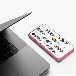 Чехол iPhone 7/8 матовый Перья, цвет: 3D-малиновый — фото 2