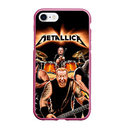 Чехол iPhone 7/8 матовый Metallica Band, цвет: 3D-малиновый