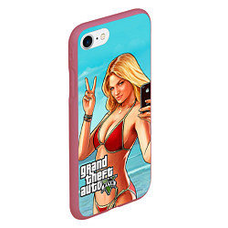Чехол iPhone 7/8 матовый GTA 5: Selfie Girl, цвет: 3D-малиновый — фото 2
