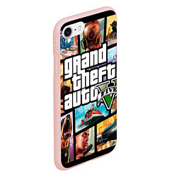 Чехол iPhone 7/8 матовый GTA 5: City Stories, цвет: 3D-светло-розовый — фото 2