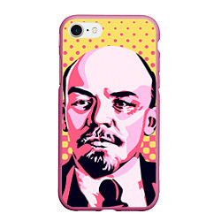 Чехол iPhone 7/8 матовый Ленин: поп-арт, цвет: 3D-малиновый