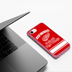 Чехол iPhone 7/8 матовый Detroit red wings, цвет: 3D-малиновый — фото 2