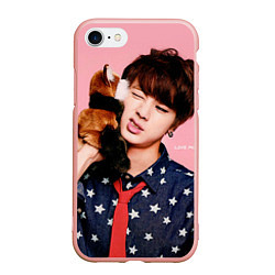 Чехол iPhone 7/8 матовый BTS: Love Me, цвет: 3D-светло-розовый