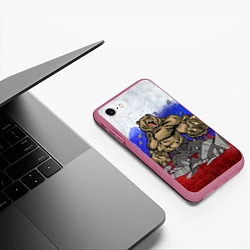 Чехол iPhone 7/8 матовый Русский медведь, цвет: 3D-малиновый — фото 2
