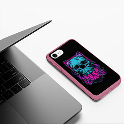Чехол iPhone 7/8 матовый Кислотный череп, цвет: 3D-малиновый — фото 2