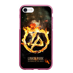 Чехол iPhone 7/8 матовый Linkin Park: Burning the skies, цвет: 3D-малиновый