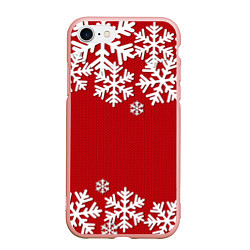 Чехол iPhone 7/8 матовый Снежинки, цвет: 3D-светло-розовый