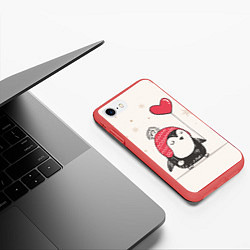 Чехол iPhone 7/8 матовый Влюбленный пингвин, цвет: 3D-красный — фото 2