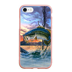 Чехол iPhone 7/8 матовый Рыба над водой, цвет: 3D-светло-розовый