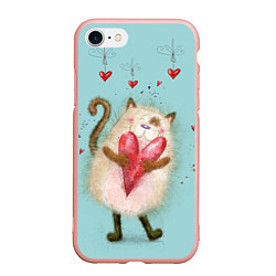 Чехол iPhone 7/8 матовый Котик, цвет: 3D-светло-розовый