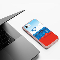 Чехол iPhone 7/8 матовый Россия: Триколор армии, цвет: 3D-светло-розовый — фото 2