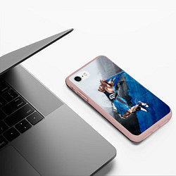 Чехол iPhone 7/8 матовый Баскетбол бросок, цвет: 3D-светло-розовый — фото 2